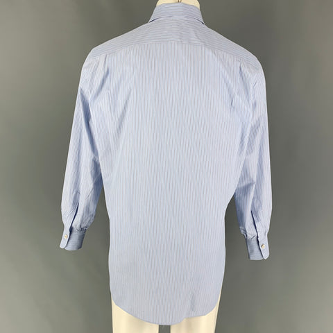 KITON Size M Blue Navy Stripe Cotton Long Sleeve Shirt