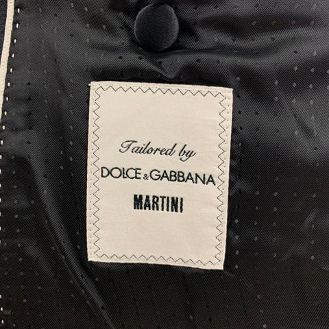 DOLCE & GABBANA Size 44 Regular Beige Black Silk Blend Sport Coat