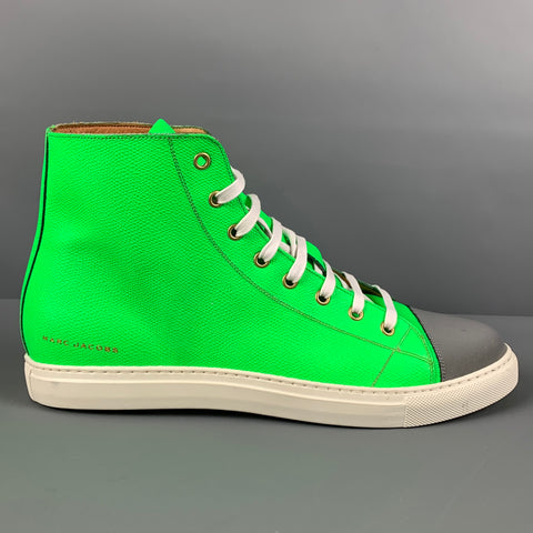 MARC JACOBS Size 10 Green White Grey Leather High Top Sneakers