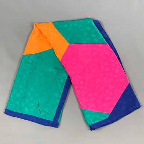 ASPREY Multi-Color Silk Color-Block Scarf