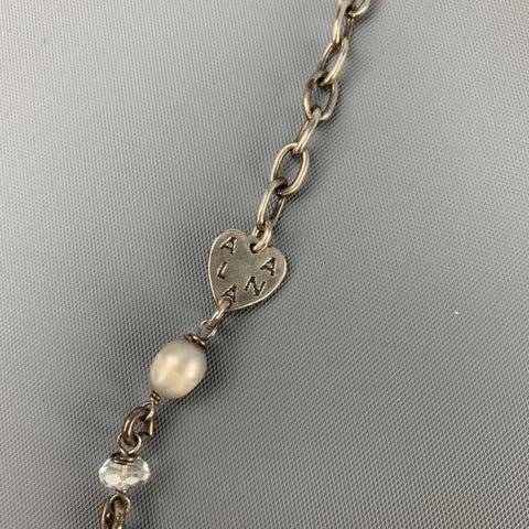 VINTAGE Silver Tone Metal Choker Alana Love Necklace