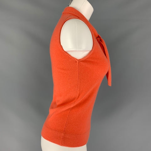 CLEMENTS RIBEIRO Size S Orange Cashmere Knitted Sleeveless Casual Top