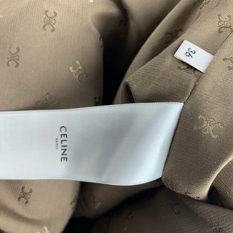 CELINE Size 2 Camel Pleated Wool Cropped Skirt Pants