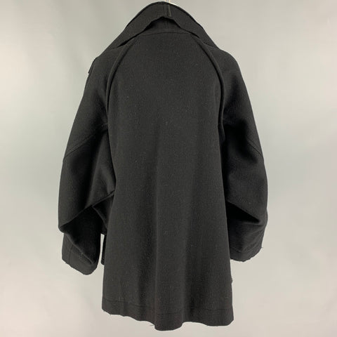 YOHJI YAMAMOTO Size L Black Wool High Collar Coat