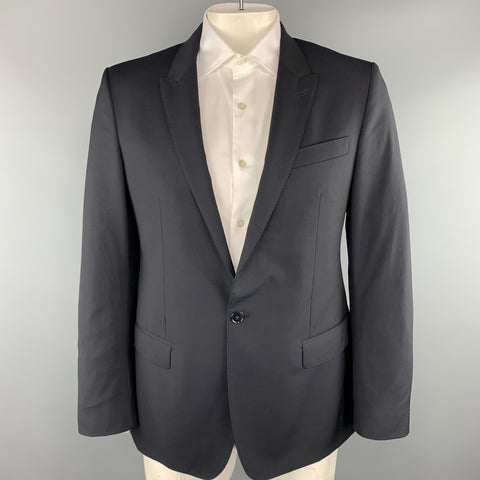 DOLCE &amp; GABBANA Taille 42 Manteau de sport à revers en laine à tête de clou bleu marine