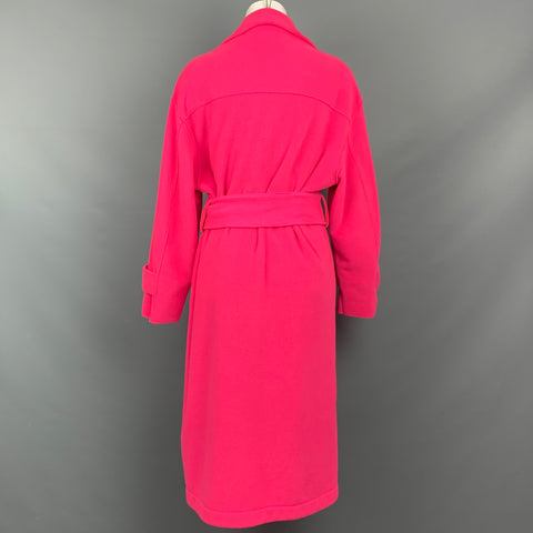 HARRIS WHARF LONDON Size 4 Pink Polyester Belted Double Breasted Coat