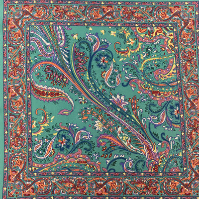 RALPH LAUREN Multi Color Paisley Turquoise Silk Pocket Square
