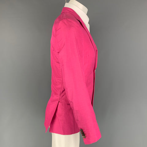 PAUL SMITH Talla 36 Abrigo deportivo regular con solapa de muesca en mezcla de seda rosa