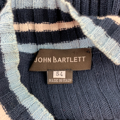 JOHN BARTLETT Size XL Navy Knitted Cotton V-Neck Pullover