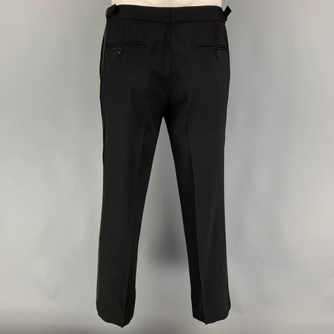 RALPH LAUREN Black Label Size 42 Regular Black Wool Peak Lapel Tuxedo Suit