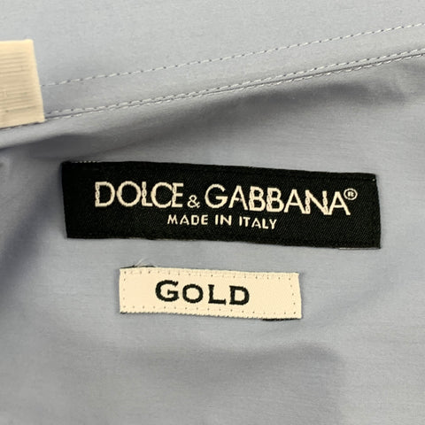 DOLCE & GABBANA Size L Light Blue Cotton Blend Long Sleeve Shirt