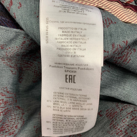 ETRO Size 32 Purple Brown Plaid Wool Silk Zip Fly Dress Pants