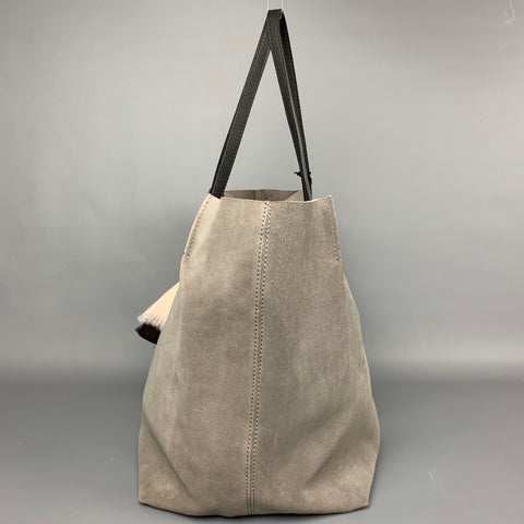 KEMPTON & Co Grey & Silver Stripe Suede Tote Handbag
