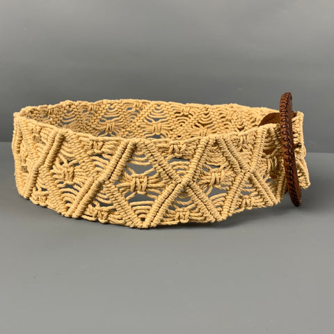 RALPH LAUREN Size M Brown Natural Woven Rope Leather Belt