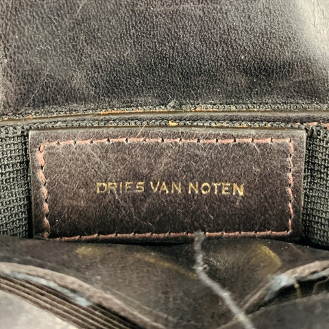 DRIES VAN NOTEN Sac synthétique en cuir écaille de tortue noir