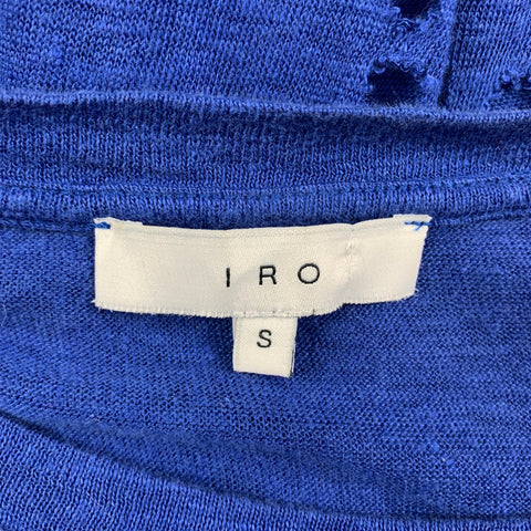 IRO Size S Royal Blue Distressed Linen Crew-Neck Clay T-shirt