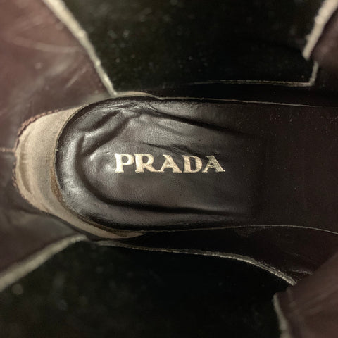 PRADA Size 6.5 Brown Suede Chunky Heel Boots