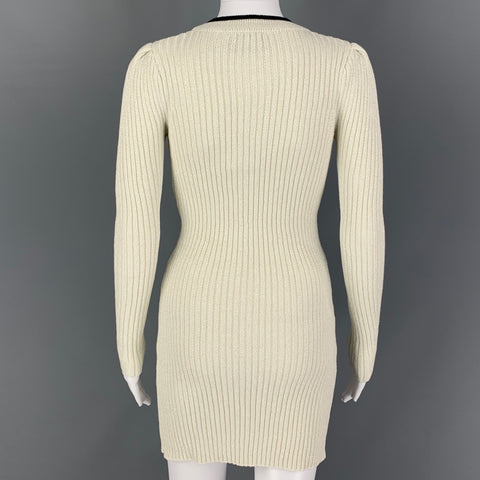 SELF-PORTRAIT Size 4 White Silver Knit Ribbed Long Cardigan