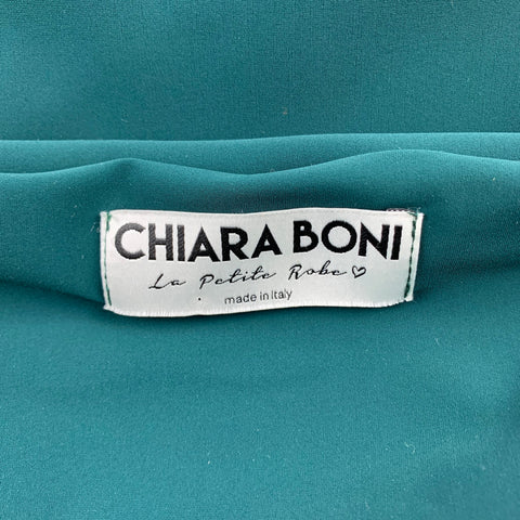 CHIARA BONI Size 4 Green Polyamide Velvet Panels Cocktail Dress
