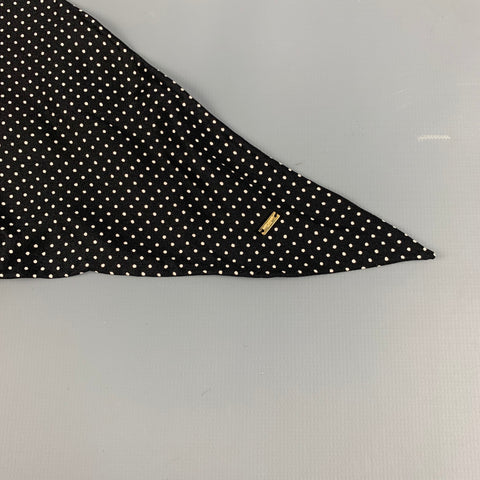 SAINT LAURENT Black White Polka Dot Silk Shawl