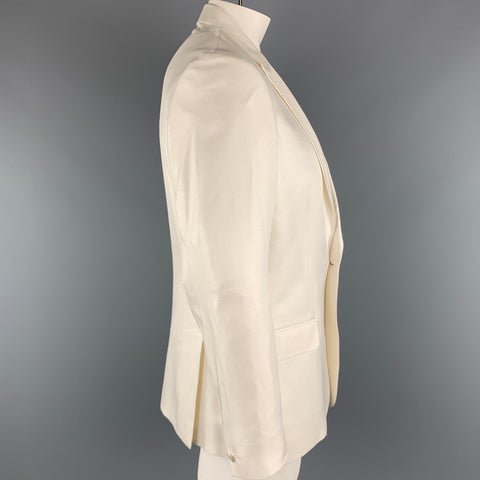 VERSACE -COLLECTION Taille de poitrine 44 Manteau de sport à revers en soie texturée blanc cassé