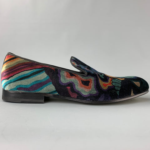 PAUL SMITH Size 7.5 Multi-Color Print Velvet Slip On Loafers