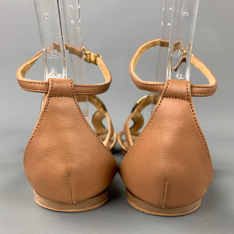 PIERRE HARDY Talla 9 Sandalias con adornos en tono dorado de cuero color canela