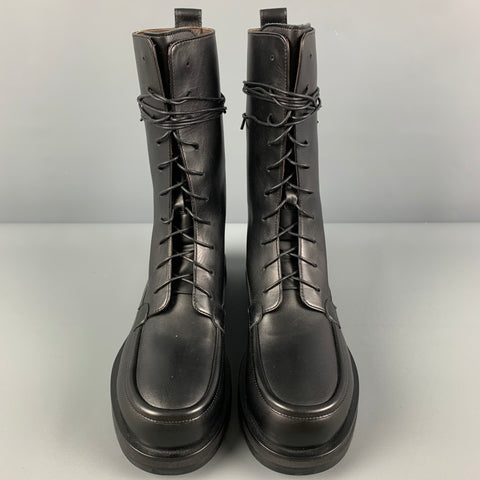 THE ROW Size 7.5 Black Leather Lace Up Boots