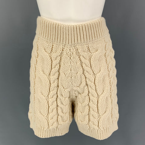 MR.MITTENS Size XS Cream Wool Cable Elastic Waistband Shorts