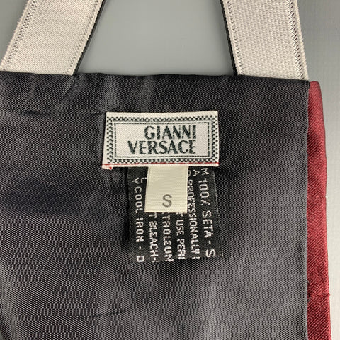 GIANNI VERSACE Size S Burgundy Pleated Silk Satin Cummerbund