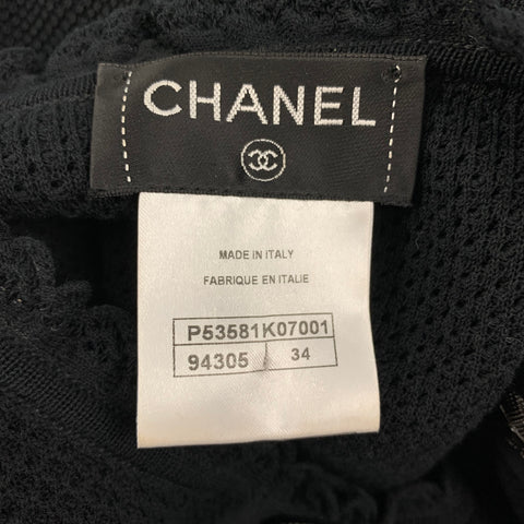 CHANEL Size 2 Black Knitted Cotton Textured Sleeveless Dress