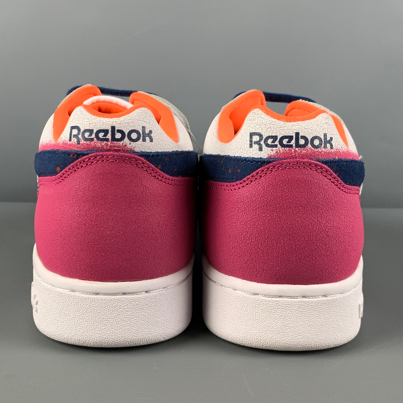 REEBOK Size 10.5 White Color Block Leather Lace Up Sneakers – Sui Generis Designer