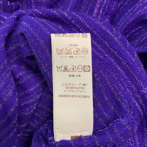 LOUIS VUITTON Size S Purple Cashmere Blend Stripe Short Sleeve Casual Top