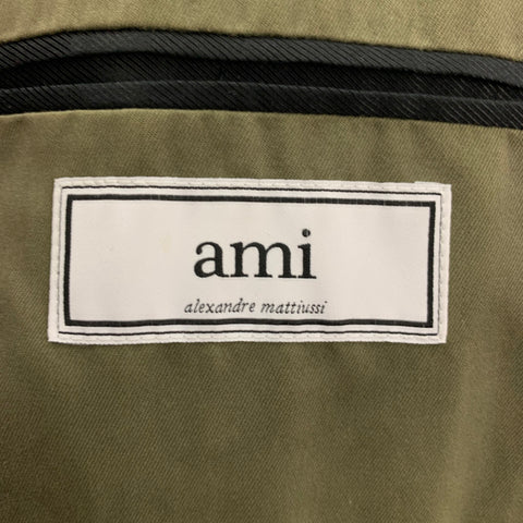 AMI by ALEXANDRE MATTIUSSI Size 40 Olive Cotton Notch Lapel Suit