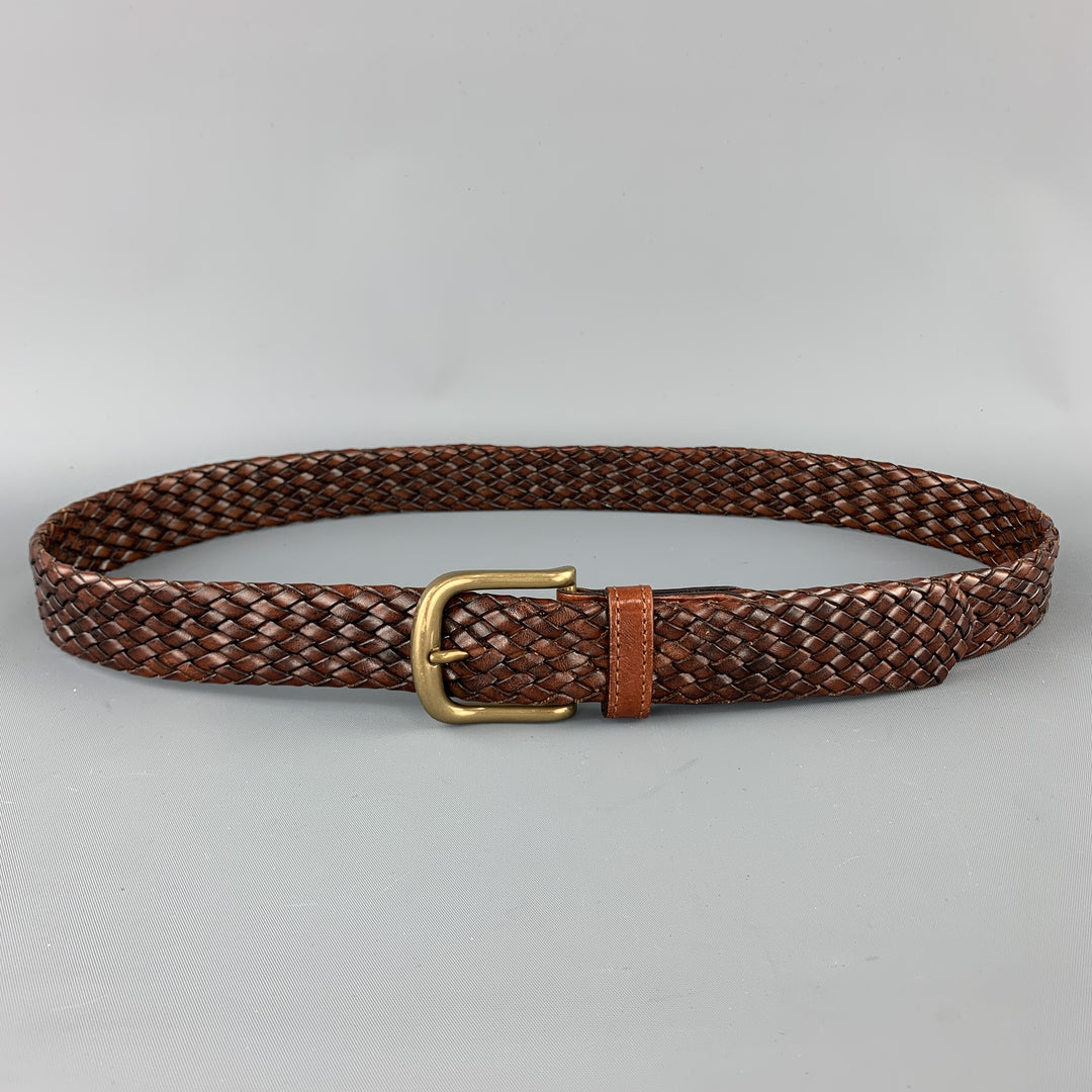 Cinturón con hebilla de latón y cuero marrón tejido talla 34 de J &amp; C