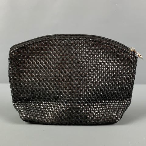 GIORGIO ARMANI Black Woven Faux Patent Leather Make-up Bag