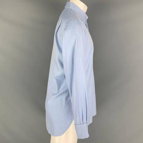 TURNBULL & ASSER Size M Blue Diagonal Stripe Cotton Long Sleeve Shirt