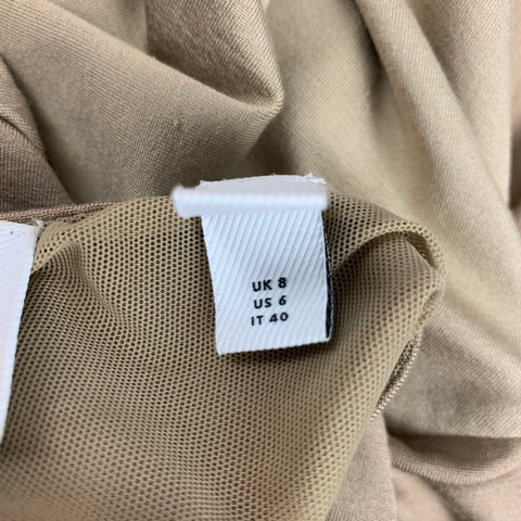 BURBERRY Vestido tubo sin mangas de seda elástica color caqui talla 6