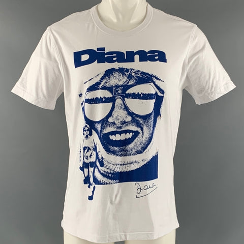 HUMAN BY NATURE Size M White Blue Graphic Jersey T-shirt