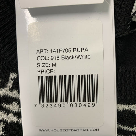 DAGMAR Size M Black & White Cotton Blend Marbled Dress