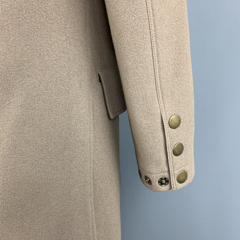 ANDREW MACKENZIE Size M Taupe Wool Blend Double Breasted Epaulettes Long Coat