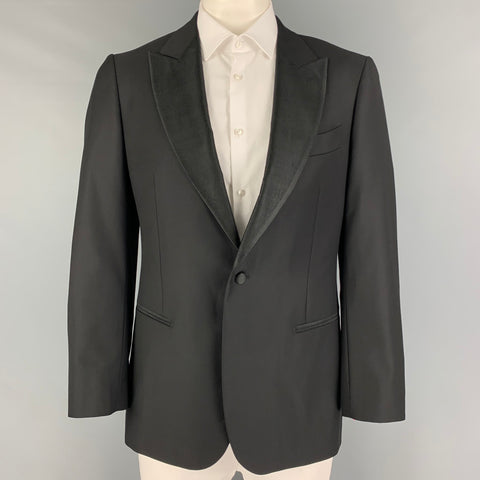 SUIT SUPPLY Size 44 Black Wool Tuxedo Sport Coat