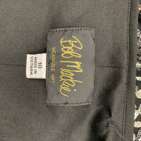 BOB MACKIE Taille 10 Veste brodée en polyester noir argent