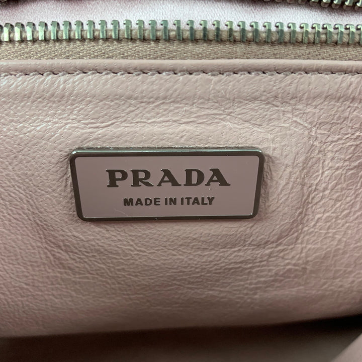PRADA Brown Red Leather Rhinestones Handbag