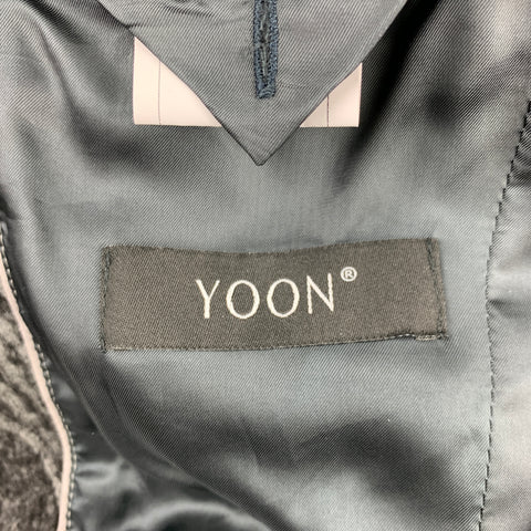 YOON Size 42 Grey & Black Abstract Wool / Cotton Notch Lapel Sport Coat