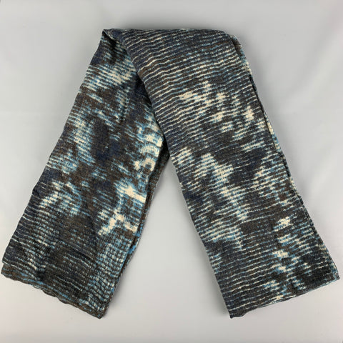 EPICE Blue Brown Wool Print Scarf
