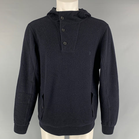 LOUIS VUITTON Size M Navy Textured Hooded Sweatshirt