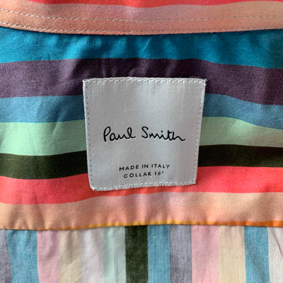 PAUL SMITH Size M Multi-Color Stripe Cotton Button Up Long Sleeve Shirt