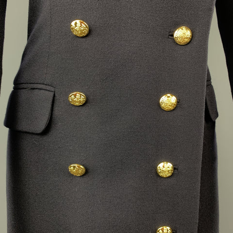 RALPH LAUREN Size 6 Navy Wool Double Breasted Gold Button Nautical Coat
