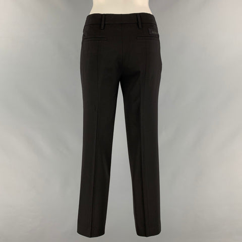 PRADA Taille 8 Pantalon habillé en polyester viscose noir à devant plat